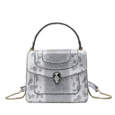 Full-grain Snake Embossed Leather Satchel/ Shoulder Bag